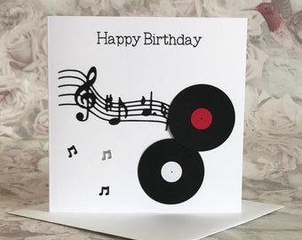 Vinyl Record Birthday Card, Retro Record Card for Dad, Music Lover Card, DJ Card, Card for Him-Her, Music Gift, Record Collector, UK Shop