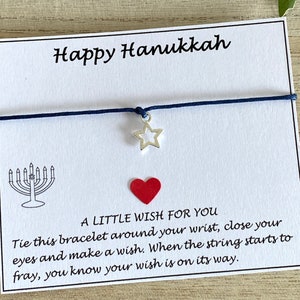 Bracelet à breloques Happy Hanukkah, bracelet étoile de vœux, bracelet cordon réglable, cadeau pour un ami de la famille, cadeau de fête, Royaume-Uni