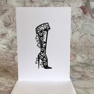 Handgemachte Geburtstagskarte, Schuh Geburtstagskarte, Damenstiefel Geburtstagskarte, 18./21. Geburtstagskarte, Personalisieren, Schmuck Geburtstagskarte