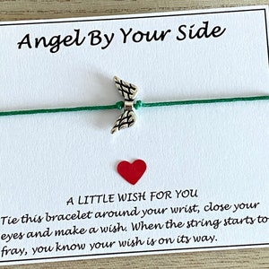 Angel Wing Wish Bracelet, Angel By Your Side Bracelet, Guardian Angel Bracelet Gift, Memorial-Remembrance Gift, Choice of Colours, UK Shop image 1