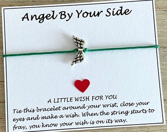天使の翼の願いブレスレット、あなたのそばにいる天使のブレスレット、守護天使のブレスレットギフト、メモリアル・思い出のギフト、カラーの選択、英国ショップ