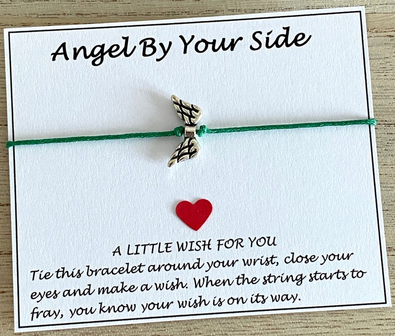 Angel Wing Wish Bracelet, Angel By Your Side Bracelet, Guardian Angel Bracelet Gift, Memorial-Remembrance Gift, Choice of Colours, UK Shop image 1