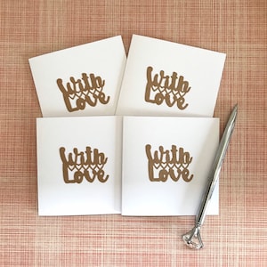 Set di 4 biglietti d'auguri con amore 4 x 4 pollici, biglietti a tema cuore, biglietti vuoti, biglietti "solo per dire", biglietti promemoria, biglietti di ringraziamento, fatti a mano
