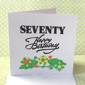 Setenta tarjeta de cumpleaños, tarjeta de cumpleaños 70 para mamá, tía, abuela o hermana, tarjeta de cumpleaños para ella, en blanco en el interior, tienda del Reino Unido