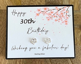 Pendientes de corazón de plata de ley del 30 cumpleaños, regalo de cumpleaños número 30, aretes de corazón celta, regalo de 30 cumpleaños para ella, regalo número 30, Reino Unido
