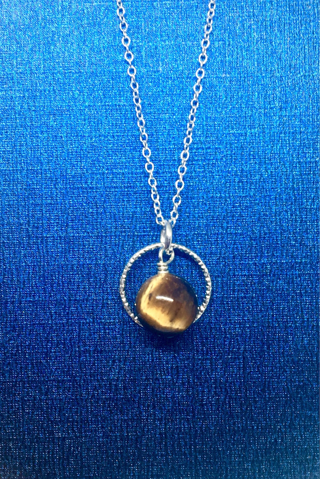 Tigers Eye Necklace in Sterling Silver 925 Eternity Ring, Tiger Eye