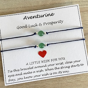 Double Aventurine Gemstone Wish Bracelets, Good Luck & Prosperity, Boho Adjustable Bracelets, Gift Idea, Aventurine Meditation Bracelets, UK