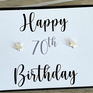 70er Sterling Silber Stern Ohrstecker, zierliche Stern Ohrstecker, 70. Geburtstagsgeschenk, Damen Minimalist Ohrringe, Geschenkbox, Zitat-Karte, UK Shop