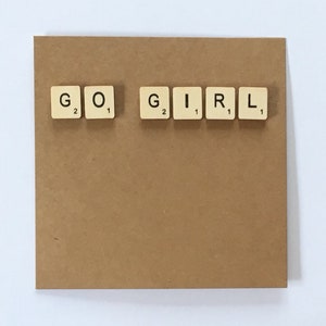 You go girl Wooden Tiles Card, Encouragement Card, New job, New home, Passed a Test, Engaged, Birthday, Uk Shop