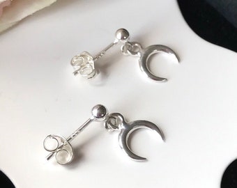 Sterling Silver Crescent Moon stud Earrings, 925 Silver Moon Studs, Special Keepsake Gift for Her, Moon Jewellery, Celestial - Lunar Earring
