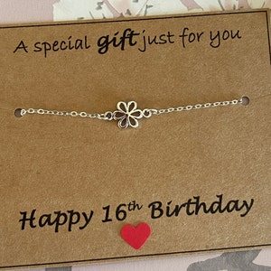 Bracelet fleurs en argent pour 16e anniversaire, un cadeau spécial rien que pour vous, bracelet plaqué argent, cadeau de 16e anniversaire, maman, tante, ami, boutique Royaume-Uni