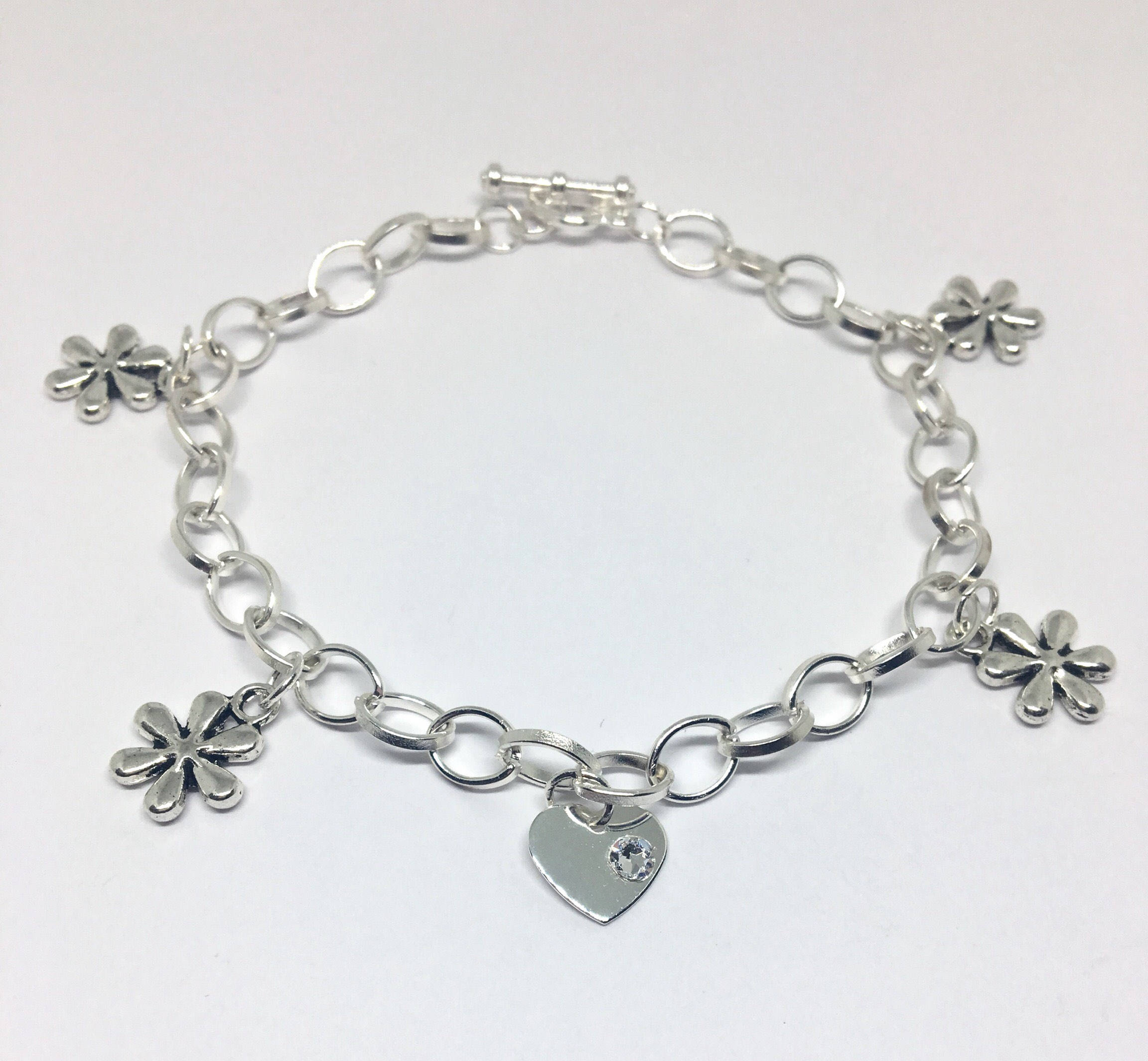 Swarovski Crystal Heart Charm Bracelet Silver Plated Crystal | Etsy