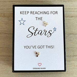 Keep Reaching for the Stars Aretes de plata esterlina con forma de estrella, tienes esto, regalo de joyería motivador-inspirador-alentador