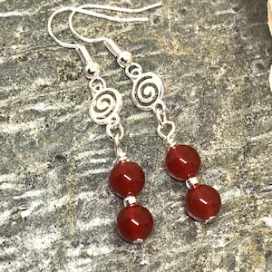 Dainty red Carnelian Earrings, Red Gemstone Drop Earrings, Healing Red Gemstone Jewelry, July Birthstone, Lucky Gemstone, Gift for her, UK