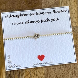 Se nora fosse flor, eu sempre escolheria você - Pulseira de flores com contas de prata, pulseira banhada a prata, presente para nora