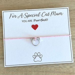 Bracelet spécial chat maman-vous êtes chat Purrfect, bracelet Kitty cadeau pour maman, bracelet réglable, cadeau d'appréciation pour animal de compagnie, carte de message Royaume-Uni