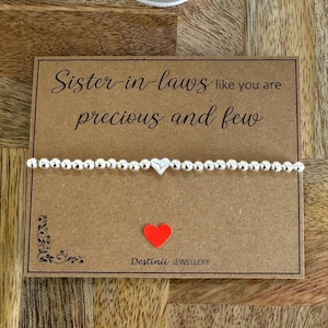 Belle-soeur comme vous êtes précieuse et peu nombreuse, bracelet en plaqué argent, bracelet extensible coeur en argent, cadeau pour elle, anniversaire de Noël, Royaume-Uni