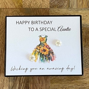 Pendientes especiales de cumpleaños de flores de plata esterlina para tía, aretes de flores de plata, regalo para tía, mejor tía de todos los tiempos, regalo para ella, tienda del Reino Unido