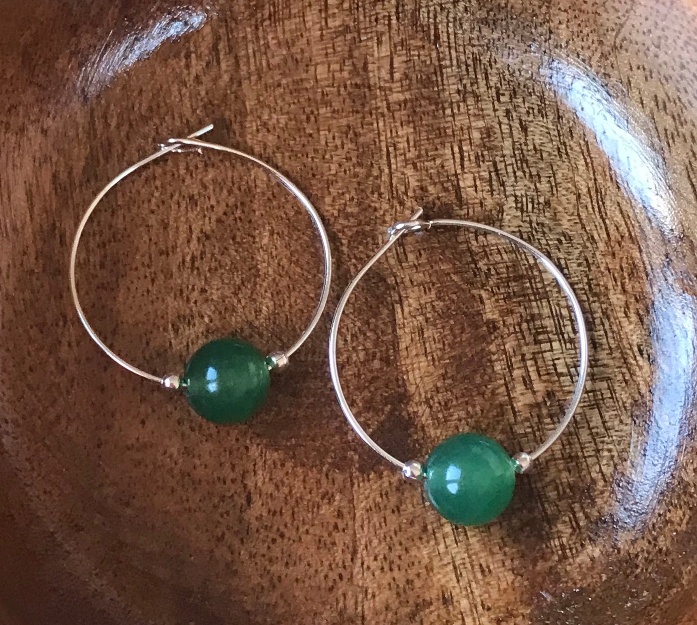 Orecchini Pendenti In Avventurina Verde Naturale – Forma Cuore – Ganci Ipoallergenici – Reiki Chakra