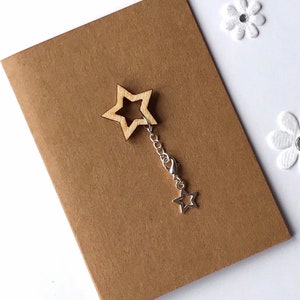 Keepsake estrella de plata Charm Card, Blank Inside, You are a Star, Keepsake Card, Shoot for the Star, Brown Kraft Card, Friendship, Just to Say