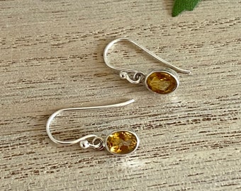 Sterling silver citrine earrings, Citrine earrings, Orange stone earrings, Gemstone earrings, November birthstone