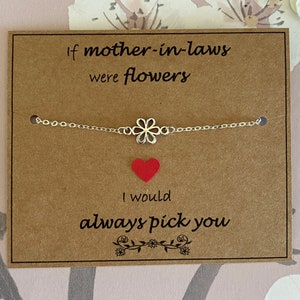 If Mother-In-Laws Were Flowers, I Would Always Pick You Quote-Silver Flower Bracelet, Silver Plated Chain Bracelet, Mother-In-Laws Gift Uk image 3