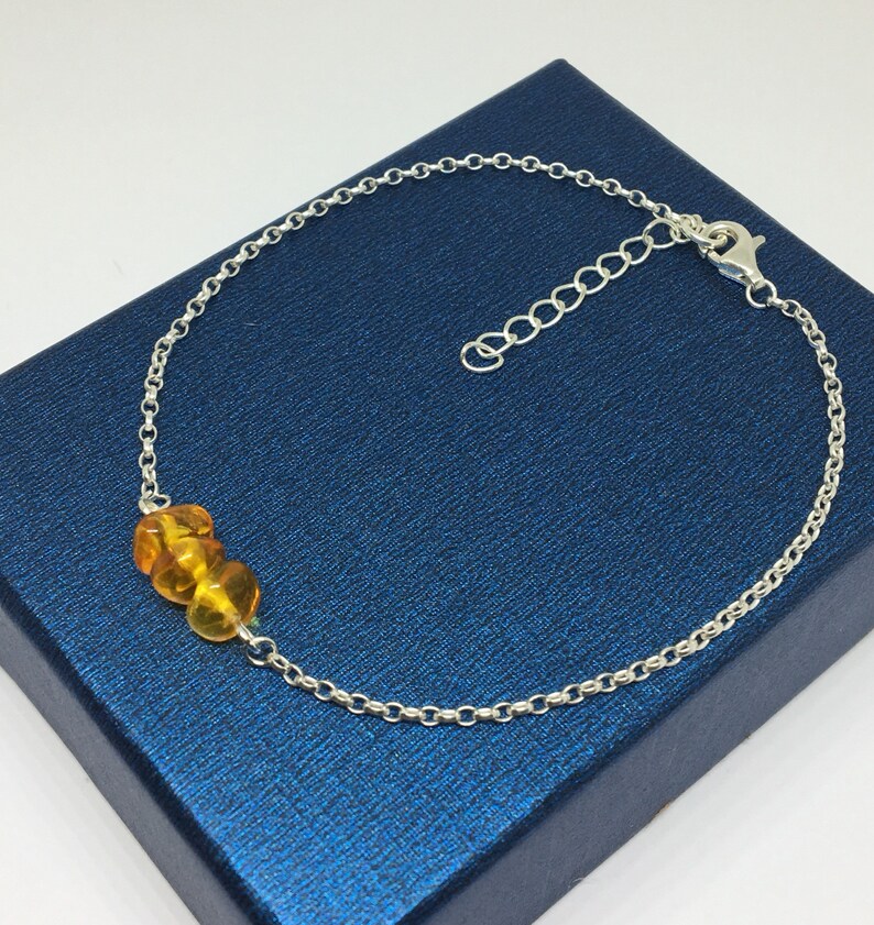 Genuine Amber Bracelet Birthstone Yellow Brown Bracelet Sterling Silver Amber Bracelet Amber Jewellery UK Shop Amber Chip Bracelet