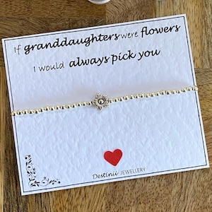 Si las nietas fueran flores, siempre te elegiría a ti. Pulsera de flores con cuentas de plata, pulsera plateada, regalo para nieta