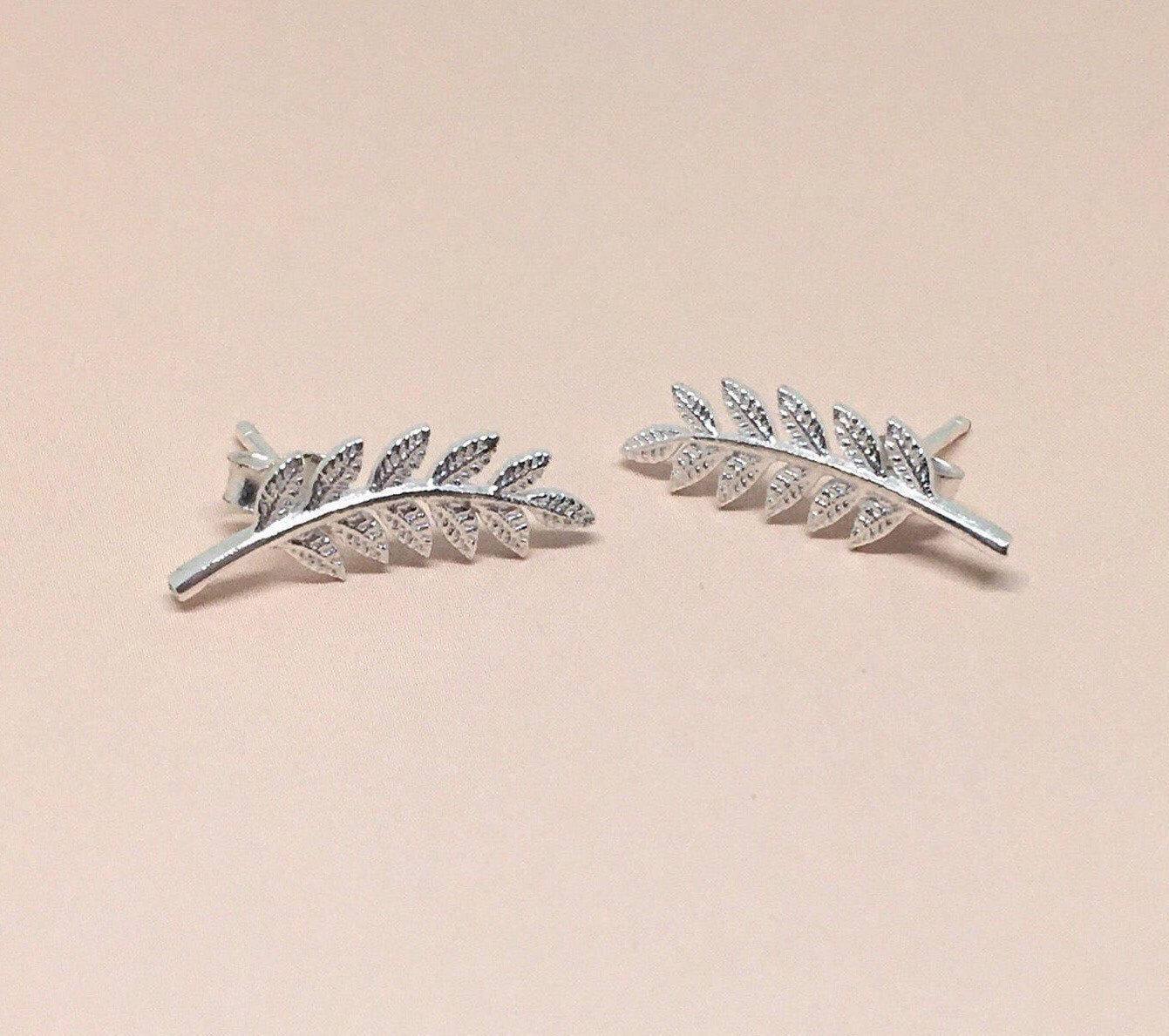 Sterling Silver 925 Leaf Studs Leaf Stud Earrings Silver | Etsy