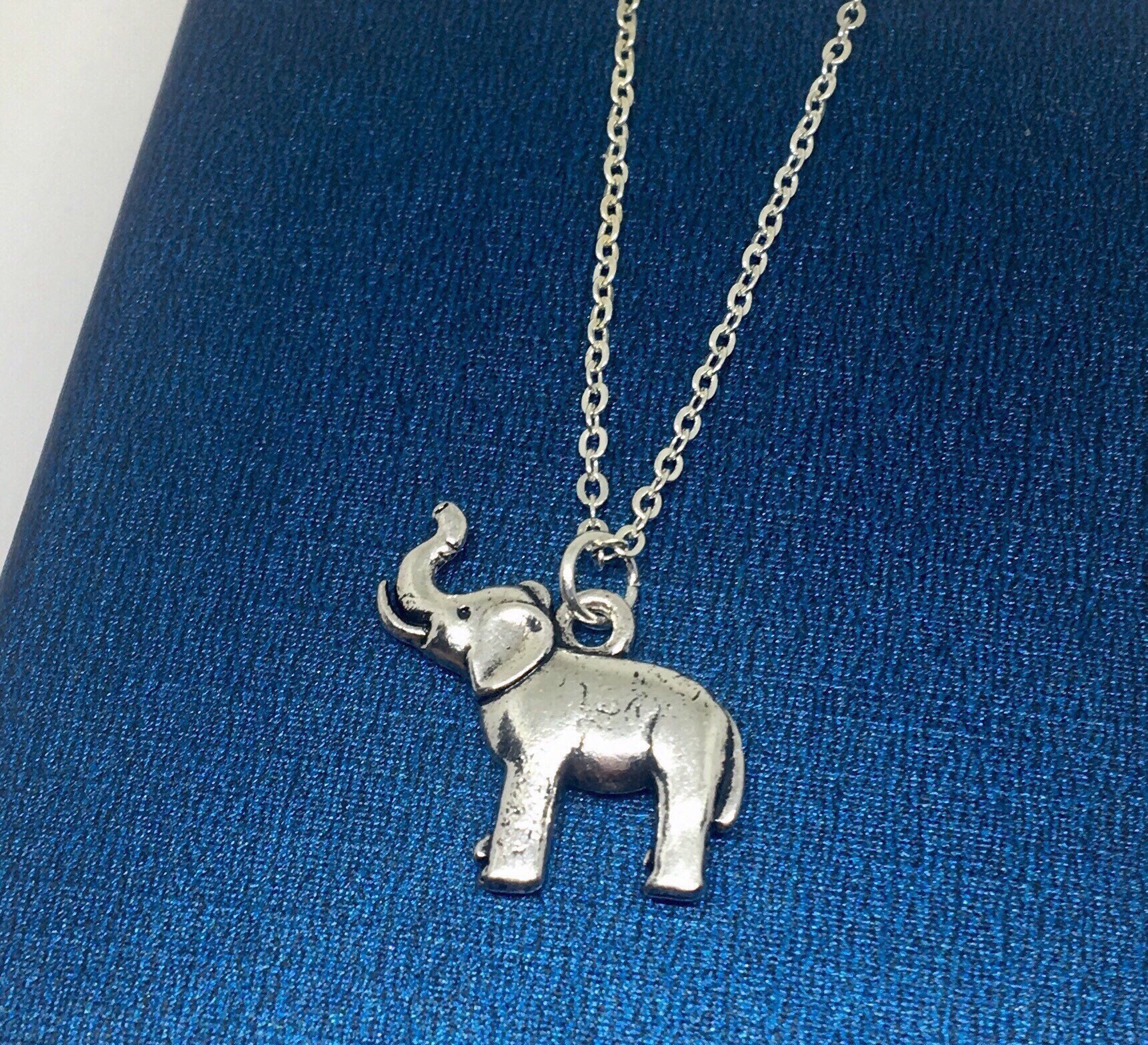 Silver Elephant Necklace Elephant Charm Necklace Silver Etsy