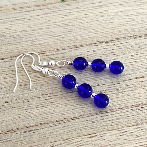 Lemmi Cobalt Blue Gold Drop Earrings main image 1