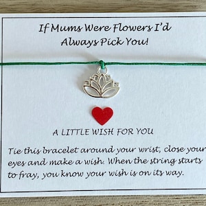 If Mums Were Flowers, I'd Always Pick You-Silver Lotus Blume Verstellbares Wunsch armband, Mama - Mutter Figur Besonderes Geschenk, Andenken Karte, UK