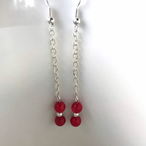 Coral  Earrings, Coral Dangle Earrings, Gemstone Jewellery, Sterling Silver, Boho Earrings, Long Earrings, Gift for her, Gift for mum,