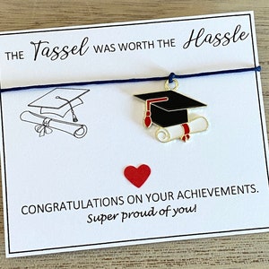 La nappa valeva il regalo di laurea Hassel, braccialetto di laurea, braccialetto per lui, gioielli di laurea per lei, biglietto di congratulazioni
