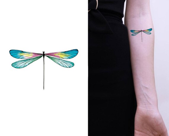Tatouage Temporaire 2 Libellule à Laquarelle Ensemble De 2 Idées Cadeaux Pour Elle Bdf Wc01