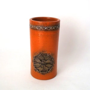 Vintage mid century ceramic Orange 'Siviglia Colorato' Bitossi vase by Aldo Londi, Italy pottery vase, studio art , mcm ceramic vase 60s 70s