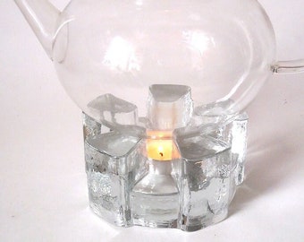 Glass teapot warmer, plate warmer, glass plate warmer, tea warmer, food warmer, coffee pot warmer, vintage glass warmer, candle holder