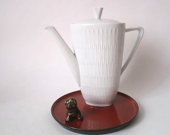 Mid century tea pot Hutschenreuther, finest German porcelain 50s tea pot, rockabilly tea pot, triangle classic white
