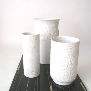 Vintage white unglazed vase biscuit porcelain vase, mid century bisquit vase, bisque matte porcelain vase, 0p art Germany WGP 70s