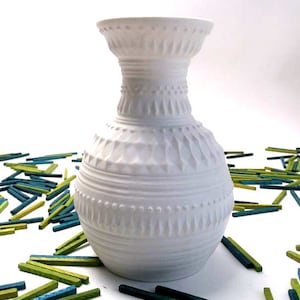 Mid century white bisque porcelain vase, vintage bisque matte vase, vintage white mcm porcelain vase, West German Pottery WGP 60s 70s