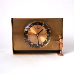 Vintage brass mantel clock Atlanta,  mid century german clock, 60s brass table clock, mid century modern mantel clock brass, classic design