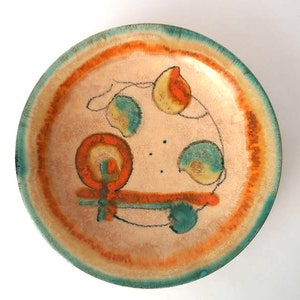 Art deco bowl, 30s fruit bowl centerpiece, uranium drip glaze bowl, Steuler art ceramic fruit bowl in vibrant colors art deco German pottery