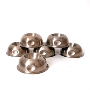 Set of six metal egg cups, set of 6 stainless steel mid century egg cups, retro egg cups, minimalistic egg cups metal