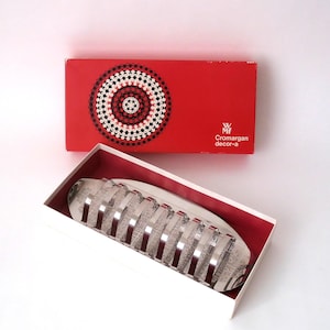 Vintage WMF toast holder Cromagan pattern labyrinth in original box, West Germany 1970s cuterly breakfast dish WMF   Wilhelm Wagenfeld