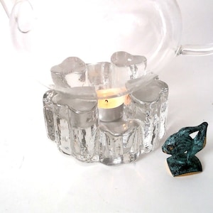 Glass teapot warmer, plate warmer, glass plate warmer, tea warmer, food warmer, coffee pot warmer, vintage glass warmer, candle holder