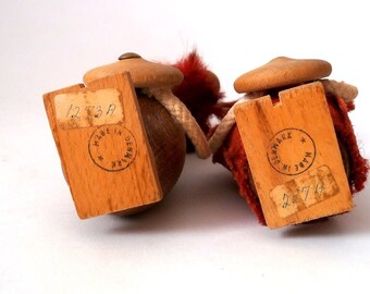 Set of Two Vintage Danish Viking Figures, Teak Wood Viking
