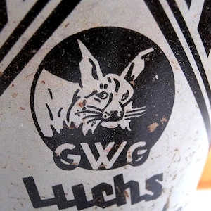 Vintage measuring cup Luchs, sheet metal mid century measuring cup, rockabilly measuring cup, vintage kitchen decoration, lynx measuring cup