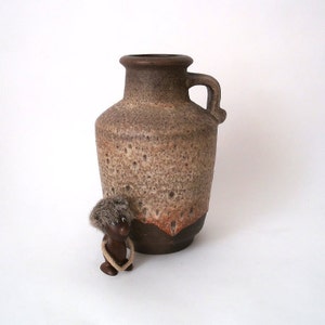 Vintage ceramic vase -jug brown beige made by Steuler, mid century fat lava vase, west german pottery, 70s space age vase, studio art wgp