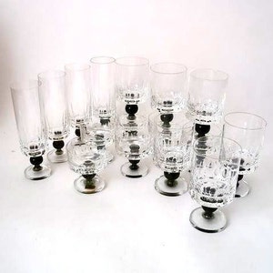 Mid century lead crystal champagne flutes wine glass lead crystal liqueur glasses Friedrich West Germany Set of 2 mid century bar glass