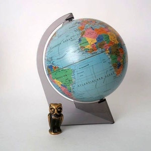 Vintage earth globe, desk world globe, world globe on acrylic stand, world globe, desk earth globe, vintage desk globe, Denmark Scan Globe